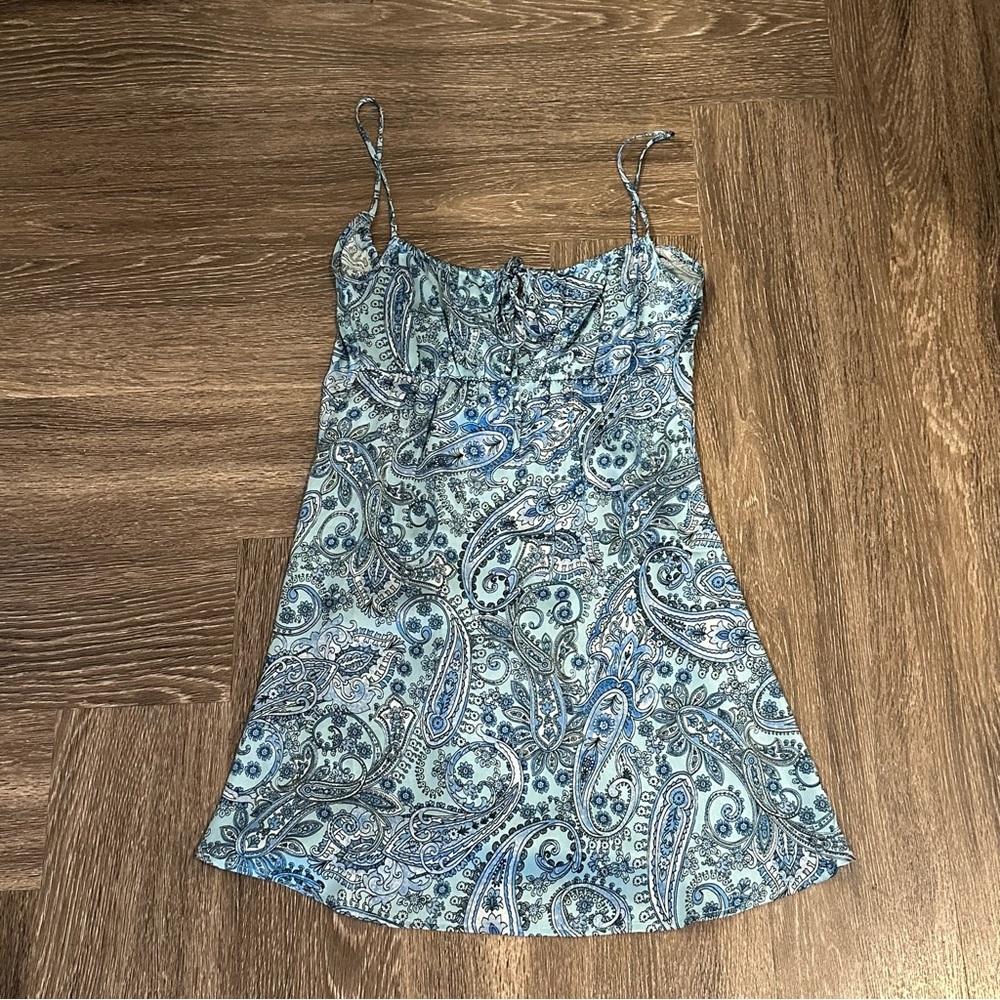 Frankie’s Bikini’s Paisley Leoni Silk Blue Mini Dress Size S